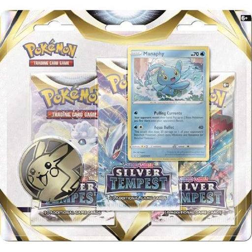 One of each Pokémon TCG: Sword & Shield-Silver Tempest 3 Booster Packs, Coin, Manaphy Promo & Togetic Promo Card