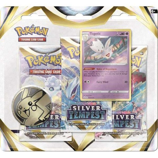 One of each Pokémon TCG: Sword & Shield-Silver Tempest 3 Booster Packs, Coin, Manaphy Promo & Togetic Promo Card